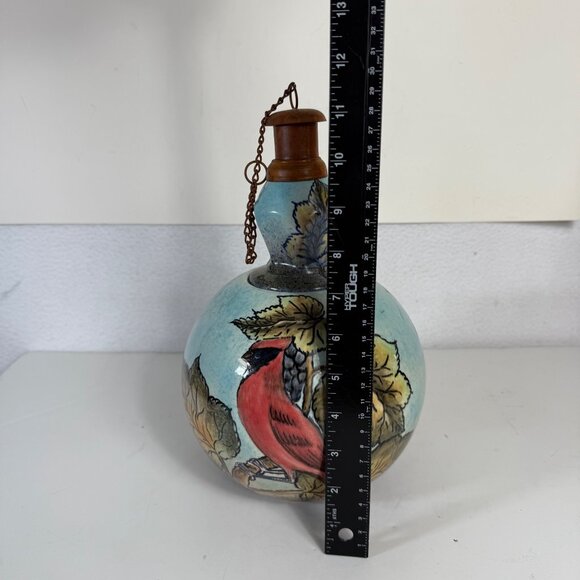 Talavera Tabletop Oil Lamp Cardinal of Peace VTG Artist Sign Outdoor Patio Torch - Picture 11 of 16